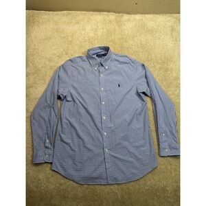 Polo Ralph Lauren Button Down Shirt Mens Large Blue White Gingham Check Pony